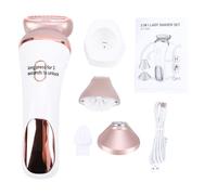 Yechiry Electric Lady Epilator Set, 3 in 1 USB Rechargeable Shaving Device with Dry Wet Dual Purpose, Portable Battery Powered Body Hair Grooming Kit for Legs Armpits Arms, White