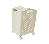 Yechiry Foldable Laundry Hamper, Hollow Out Beathable Space Saving with 4 Universal Wheels & Locking Mechanism Laundry Basket for Home Bathroom Balcony (Large)