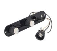 Yechiry Fully Loaded Guitar Control Plate, Prewired 3 Way Volume Tone Controls with Harness for Telecaster, Metal Gold Color White Pearl Cap Knobs (Black)