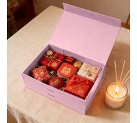 Yechiry Gift Box with Magnetic Lid, Extra Large Black Foldable Gift Boxes, One Piece Sturdy Cardboard Packaging with Ribbon Bow for Mother's Day and Multi Occasion Gifting (Roseate)