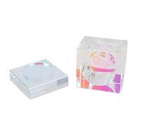 Yechiry Glass Crystal Dappen Dish with Lid, Mini Bowl Cups, Nail Art Tools Clear Container for Mixing Liquid Powder, Brush Washing Cup (Quadrate)