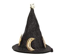 Yechiry Hamster Hat Adjustable Small Animal Pet Top Hat for Turtles Lizards Geckos, Premium Short Plush with Moon Star Pattern (Black)