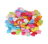 Yechiry Heart Shaped Buttons, 200Pcs Colorful Unique Design Buttons, Decorative Sewing with Stylish DIY Patterns, Ideal for Garments, Coats, Shirts & Crafts