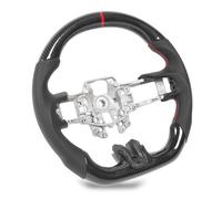 Yechiry Hydro Dip Steering Wheel, Perforated Leather Grip, Ergonomic Grip Sports Wheel with Flat Bottom & Red Stitching, Ideal for V6 GT Shelby 2015 2017