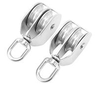 Yechiry Lifting Double Pulley Block, 2 Pack 304 Stainless Steel Hook, Heavy Duty Pulley, with Smooth Rolling Bearing, Ideal for Rope Lifting, Tent Tightening, Home Projects, M50