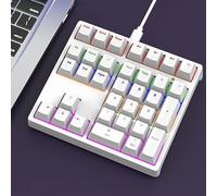 Yechiry Mechanical Number Pad, 34 Keys USB Wired Numeric Keypad with Blue Switch Rgb Backlight Adjustable Feet Type C Connection for Typing Programming Gaming Laptop Desktop Pc (White)