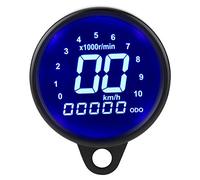 Yechiry Motorcycle Tachometer Speedometer Odometer LCD Display 7-Color Backlight Aluminium Alloy Shell, Ideal for DC 12V Universal Motorcycles