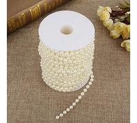 Yechiry Pearl Wire Beads 25m Roll Elegant DIY Garland String for Wedding Decor 6mm White or Beige (Beige)