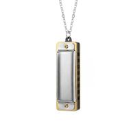 Yechiry Portable Mini Harmonica Music Instrument Necklace for Kids and Adults Purple/Silver 4-Hole Harmonica for Gifting or Music Lovers (Silver)