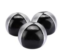 Yechiry Portable Silver Black PU Leather Juggling Ball Set for All Skill Levels, 3PCS Lightweight Beanbag Jugglers Props for Leisure Play and Professional Performances, 2.48" Diameter