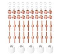 Yechiry PT31 Torch Tips Electrode Nozzle 65PCS, Durable Cutter Machine Spare Parts 40A Cutting Nose Fittings Extended for Industrial Metal, Red Copper Ceramic 140x120x30mm