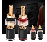 Yechiry Pure Copper Binding Post Terminal for 4mm Banana Plug Amplifier, Screw Pressing Fixed and Insulated Speaker Terminal, 2 Pcs Black & Red