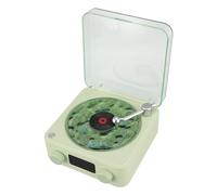 Yechiry Record Player Style Speaker, Vintage 3 in 1 Multifunction Small Stereo Wireless Speaker with Night Light & Time Display for Girls Gift Design (Green)