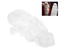 Yechiry Santa Claus Wavy White Wig for Cosplay Christmas Party, Synthetic Hair for Soft Touching Feelings, for Role Plays, Halloween, 1 X Wig Included