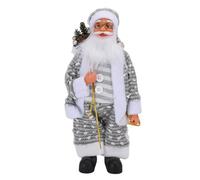 Yechiry Santa Doll, Standing Santa Figure, Christmas Figurine Figure Decor with Silver Bag for Holiday Party Home Decoration Xmas Decoration Photo Prop S Size Grey