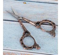 Yechiry Sewing Scissors Vintage Flower Pattern Antique Copper for DIY Crafts and Fabric Cutting (Dark Copper Plating)