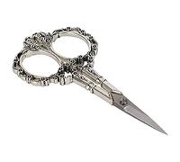 Yechiry Sewing Scissors Vintage Flower Pattern Antique Copper for DIY Crafts and Fabric Cutting (Silver)