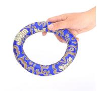 Yechiry Silk Brocade Round Singing Bowl Cushion Elegant Design Soft Comfortable Hold, 7-10 Inches Diameter, for Meditation Practice (Blue)