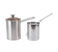 Yechiry Small Deep Fryer, Food Grade 304 Stainless Steel Deep Fryer Pot with Lid & Oil Filter Basket, Space Saving Design, Portable Kitchen Essentials, for French Fries, Chicken
