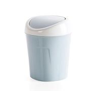 Yechiry Small Plastic Table Trash Can with Swing Lid Convenient Mini Size for Home Office Desktop Garbage Bin 1 Unit (Blue)