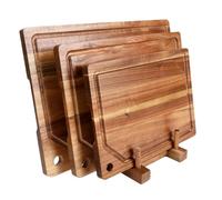 Yechiry Solid Wood Cutting Board Set for Kitchen, 3 Piece | Three Sizes, Wooden Holder, Chopping Boards for Charcuterie, Bread, Fruits and Vegetables