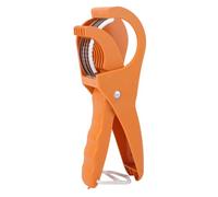 Yechiry Stainless Steel Banana Cutter, Fruit Salad Peeler Cutter for Even Slices Hot Dogs Cucumbers Strawberries with Non Slip Grip Handle & Hook for Picnics Camping (Orange)