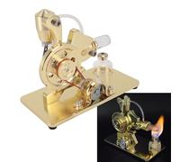 Yechiry Stirling Engine Motor Model, Educational Electricity Power Generator Toy with Colorful LED Lights for Kids Adults Physics Education Aluminum Alloy (Gold)
