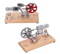 Yechiry Stirling Engine Motor Model Educational Toy, Zinc Alloy Stainless Steel Glass Stirling Engine Model Kit, Low Noise for Classroom Physics Projects Students 160 X 85 X 95mm