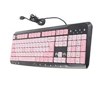Yechiry UltraThin Wired Keyboard Silent Cute Cartoon for Home Office Laptop Computer, Adjustable Bracket for Different Heights, Black and Pink, 17.9 X 5.8in, Notebook/Home (Black Pink)