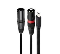 Yechiry USB C to Dual XLR Male Cable, Type C to XLR Y Splitter Cord with Gold Plated Plugs and PVC Sheathing, for Phone Amplifier Active Speaker Professional Setup