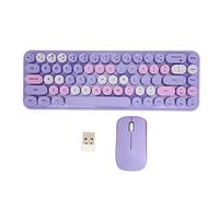 Yechiry USB Keyboard Mouse Combo, 2.4G Wireless 68 Keys Low Consumption Retro Cute ABS Gaming Keyboard & Silent Mouse, Dot Keycap for PC Laptop (Purple Theme)