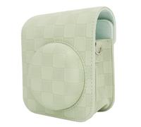 Yechiry Vintage Instant Camera Case, Rainproof Scratch Proof PU Leather Camera Bag with Shoulder Strap, Checkerboard Plaid Protective Camera Cover | Portable Camera Bag for Mini 12 (Green)