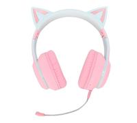 Yechiry Wireless Gaming Headset for PC, Bluetooth 5.3 LED Light Headset, 3.5mm AUX Detachable Microphone Headphones with Foldable Comfort, Ideal for Laptop, Mobile (Pink)