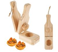 Yechiry Wooden Tostones Plantain Press, Foldable Reusable Wall Hanging Photo Banana Smasher Maker, Basket Mould Smasher Tool for Home Kitchen Fried Plantain Chips