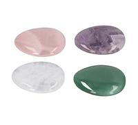 Yechiry Worry Stones for Anxiety, 4 Pack Natural Crystal | Stress relief, Small size, Rose quartz, Amethyst, Green aventurine, Healing
