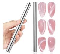 YECIRALA Long Cylindrical Cat Eye Magnet for Nails, Double Head Nail Art Magnetic Pens for Cat Eye Gel Nail Polish, Great Designs, Tools for Cat Eye Nails, 2 Pack