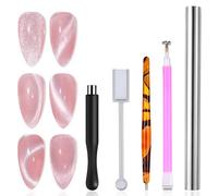 Yecirala Set of 5 Magnets for Nail Decoration, 3D Cat Eye Magnets with Cylindrical Flower Tip, Double End Magnets for Cat Eye Nails, Magnets for E, Set 1