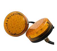 Yecnecty 1 Pair Universal Round Yellow Lens 24 LED Reflectors Tail Lamps Brake Marker Turn Signal Lights for Auto Vehicle,Truck, Trailer, RV, Motorcycle