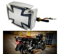 Yecnecty 1PC Chrome Retro Universal Maltese Cross Motorcycle Rear Tail Light Running Brake LED Lamp For Harley Chopper Bobber Cafe Racer Honda