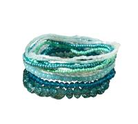 Yecomsy Bohemian Crystal Glass Beaded Bracelets Multilayer Colorful Beaded Stretch Bracelet Summer Beach Boho Jewelry Gifts, S, Acrylic, no gemstone