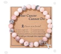 Yecomsy Breast Cancer Awareness Bracelet Natural Stone What Cancer Cannot Do Inspirational Bracelet, S, Stone, no gemstone