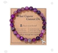 Yecomsy Breast Cancer Awareness Bracelet Natural Stone What Cancer Cannot Do Inspirational Bracelet, S, Stone, no gemstone