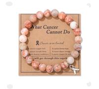Yecomsy Breast Cancer Awareness Bracelet Natural Stone What Cancer Cannot Do Inspirational Bracelet, S, Stone, no gemstone