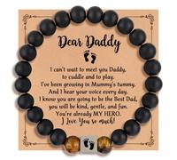 Yecomsy First Time Dad Gifts New Dad Stretch Bracelet Gifts First Father's Day Tiger Eye Black Bracelet for New Dad Daddy Husband, S, Stone, no gemstone