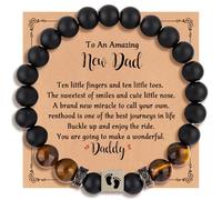 Yecomsy First Time Dad Gifts New Dad Stretch Bracelet Gifts First Father's Day Tiger Eye Black Bracelet for New Dad Daddy Husband, S, Stone, no gemstone