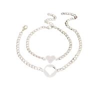 Yecomsy Matching Heart Charms Bracelet Adjustable Sun Moon Matching Bracelets Sun Moon Heart Matching Wish Bracelets for Friends Family Jewelry, S, Metal, no gemstone