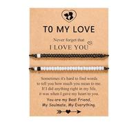 Yecomsy Morse Code Bracelet Couples Bracelets Friendship Bracelet I Love You Pinky Promise Matching Bracelets for Women Men, S, Acrylic, no gemstone
