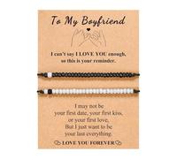 Yecomsy Morse Code Bracelet Couples Bracelets Friendship Bracelet I Love You Pinky Promise Matching Bracelets for Women Men, S, Acrylic, no gemstone