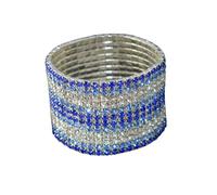 Yecomsy Multicolor Rhinestone Stackable Stretch Bracelets 12 Rows Sparkling Strand Crystal Tennis Bracelet Rhinestone Bracelet Wedding Jewelry for Women Bridal Girls, S, Metal Reinstone, no gemstone