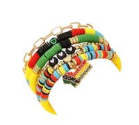 Yecomsy Stackable African American Bracelets Black History Heishi Surfer Bracelet Set Clay Bead Bracelet Africa Map Heart Charm Bracelets, S, Resin, no gemstone